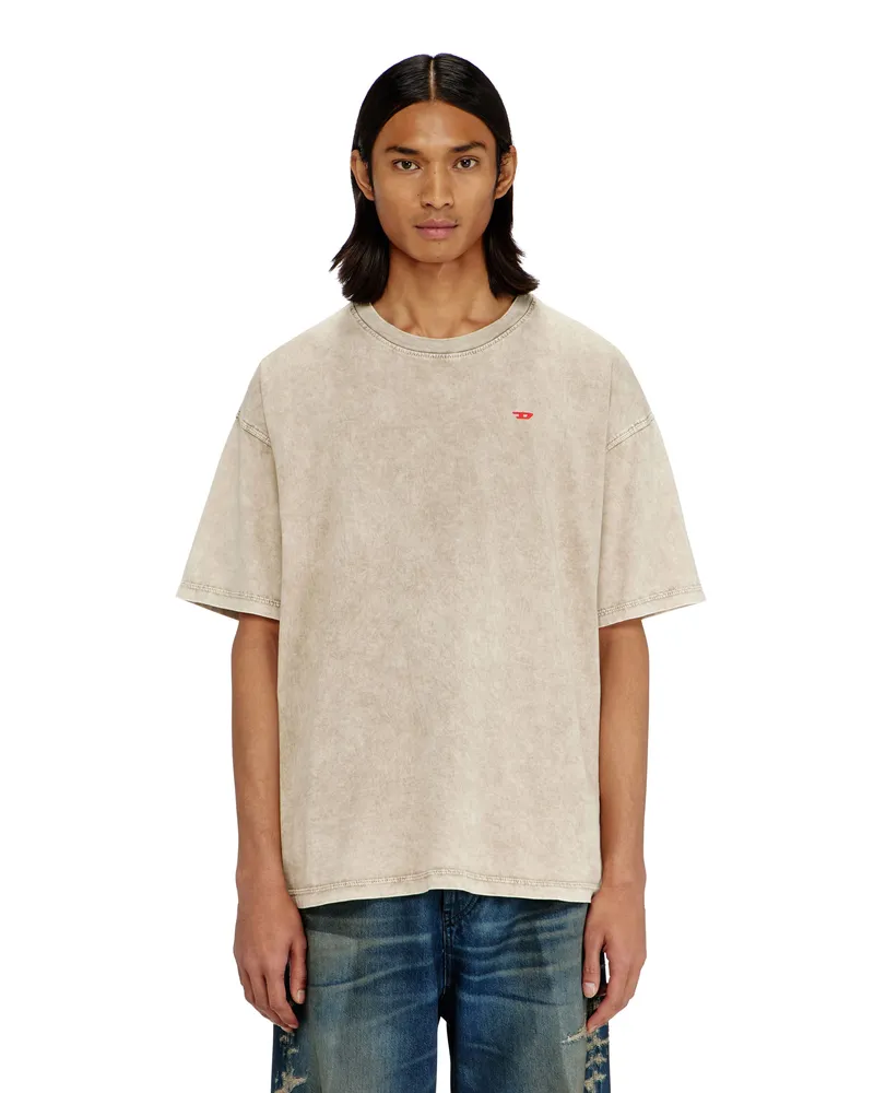 Diesel Baumwoll-T-Shirt mit behandelten Effekt - T-Shirts - Herren - Beige Beige