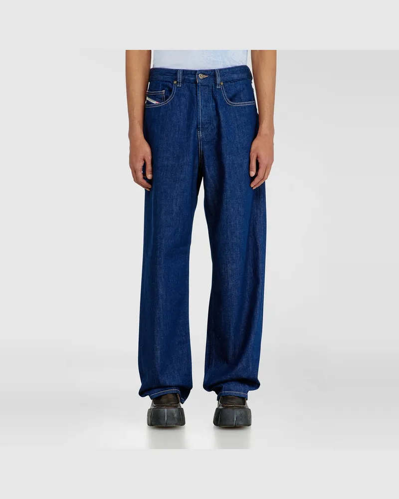 Diesel Relaxed Jeans Low Waist 2001 D-Macro, Dunkelblau, Knopfverschluss Blau