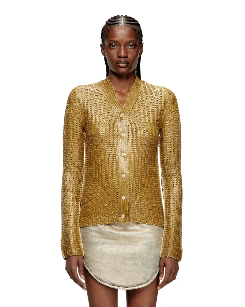 Diesel Gerippte Strickjacke mit Glanzeffekt - Strickwaren - Damen - Braun Braun