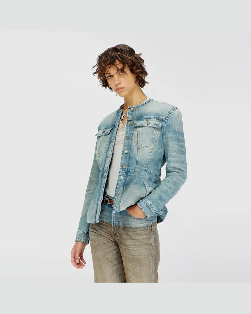 Diesel Kragenlose Jeansjacke - Denim jacken - Damen - Blau Blau