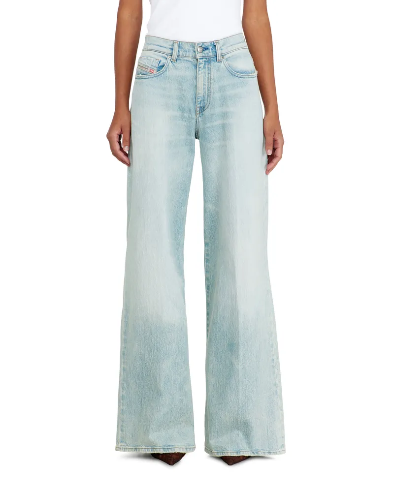 Diesel Flare Jeans Regular Waist 1978 D-Akemi, Hellblau, Reißverschluss Blau