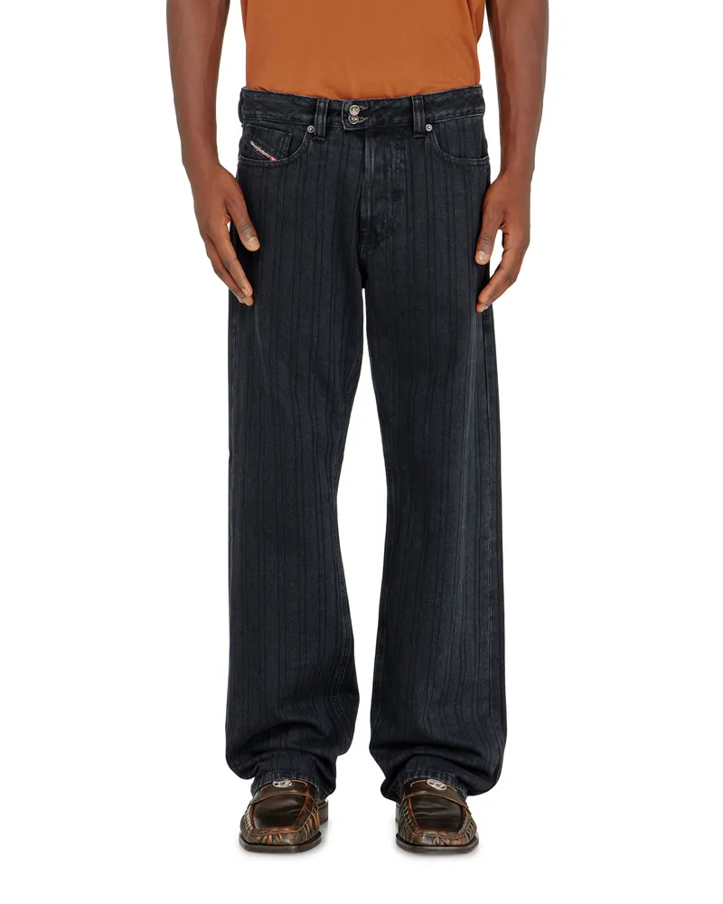 Diesel Relaxed Jeans Regular Waist 1980 D-Eeper,, Knopfverschluss Schwarz