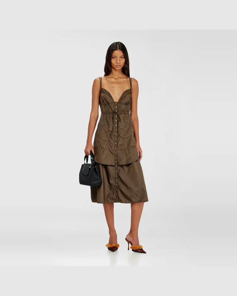 Diesel Leichtes Nylonkleid mit Lagen-Design - Kleider - Damen - Braun Braun