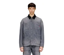 Utility-Denimjacke mit kontrastierendem Kragen - Denim jacken - Unisex - Grau