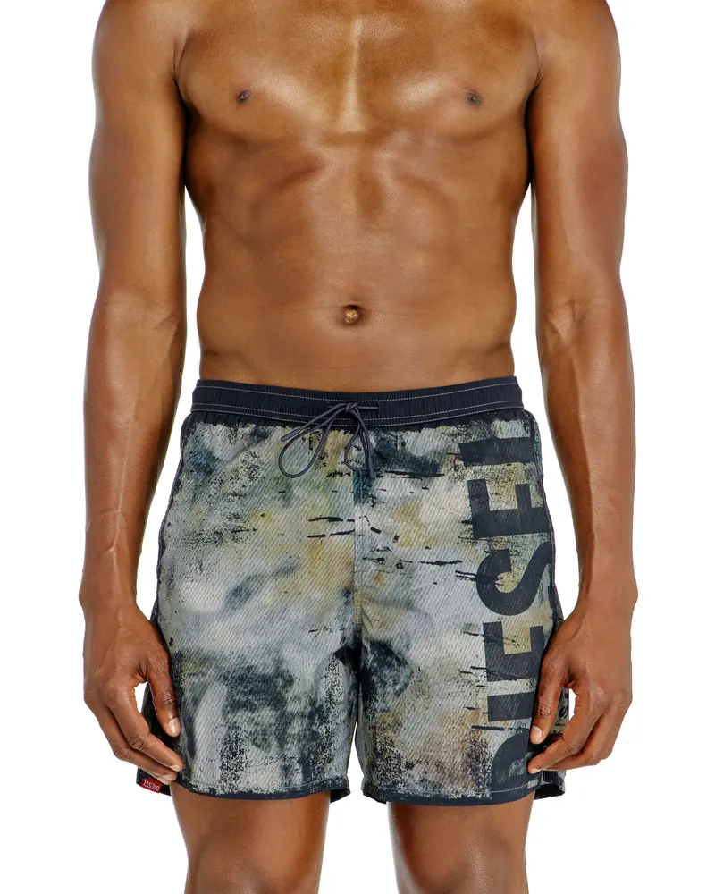Diesel Badeshorts mit Distressed-Print und Maxi-Logo - Badeshorts - Herren - Bunt Bunt