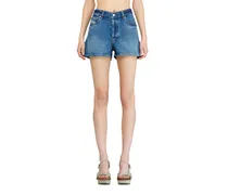 Jeansshorts aus getragenem Denim - Kurze Hosen - Damen - Blau
