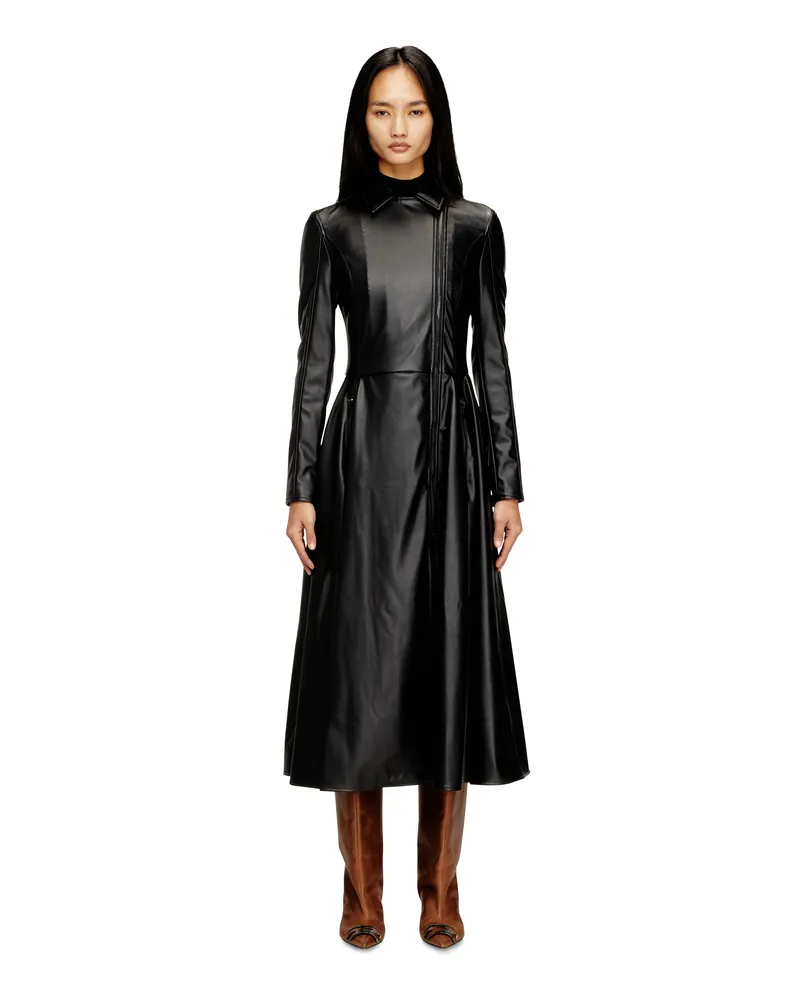 Diesel Midi-Mantelkleid mit Biker-Details - Kleider - Damen - Schwarz Schwarz