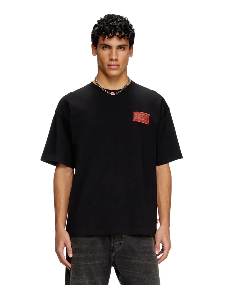 Diesel T-Shirt mit Logo-Patch - T-Shirts - Herren - Schwarz Schwarz