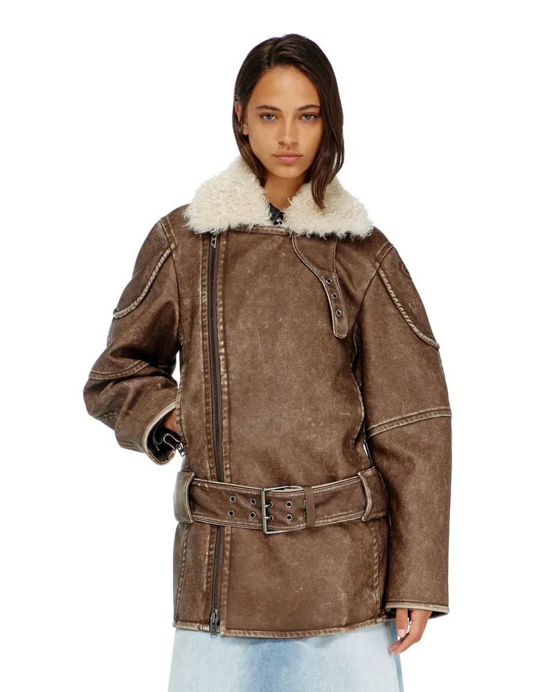 Diesel Doppelreihiger Aviator-Biker-Mantel - Jacken - Damen - Braun Braun