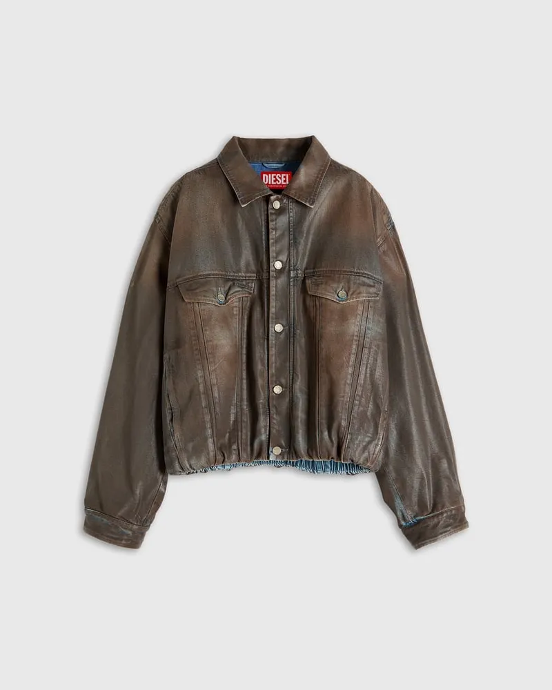 Diesel Trucker-Jacke aus beschichtetem Denim - Denim jacken - Unisex - Braun Braun