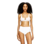 Bralette aus gerippter Baumwolle mit ovalem Schmuck-D - BHs - Damen - Weiss