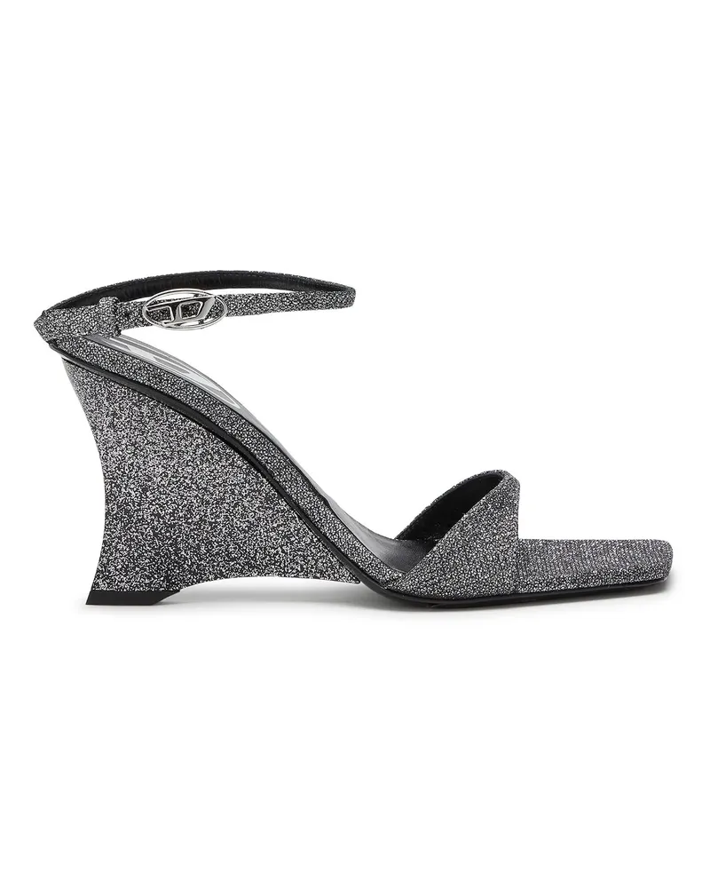 Diesel D-Amber-Wedge Sandalen aus Lurexstoff - Sandalen - Damen - Silber Silber