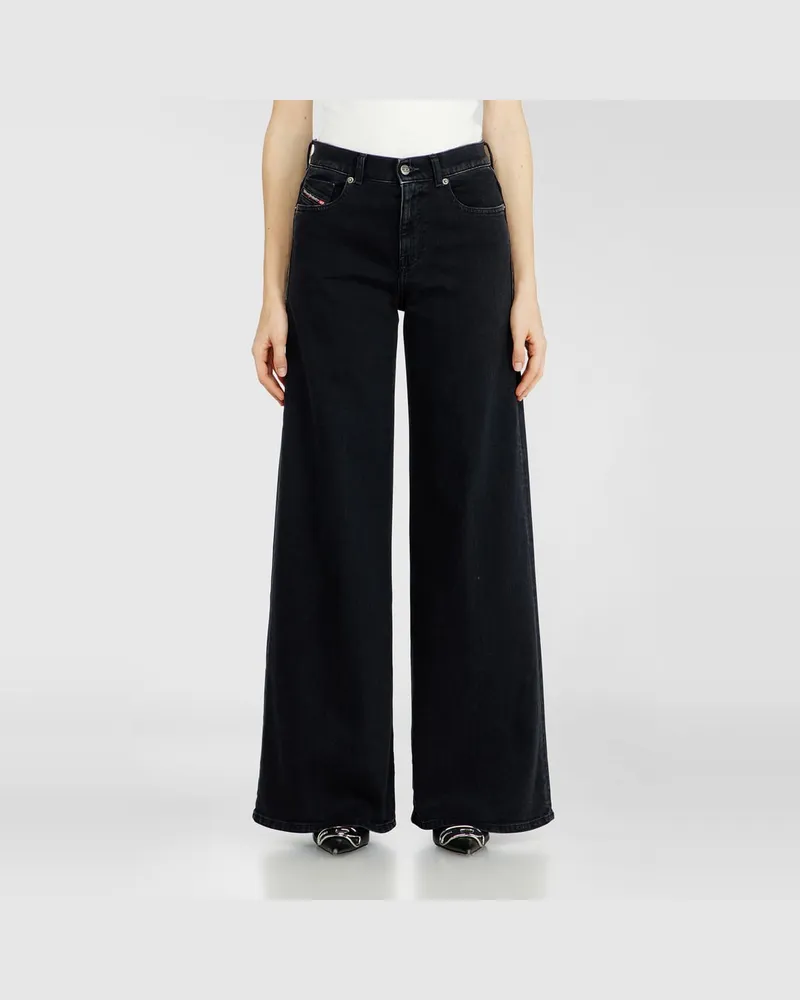 Diesel Flare Jeans Regular Waist 1978 D-Akemi, Schwarz/Dunkelgrau, Reißverschluss Schwarz