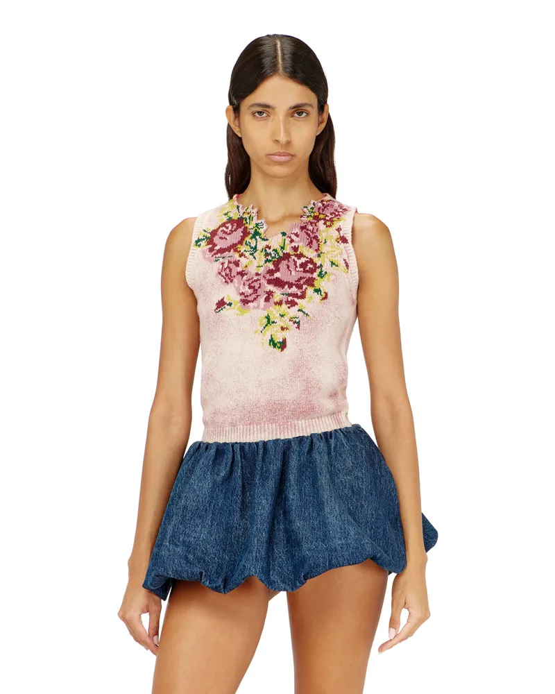 Diesel Strickweste aus Wollmischung mit Blumenmuster - T-Shirts - Damen 