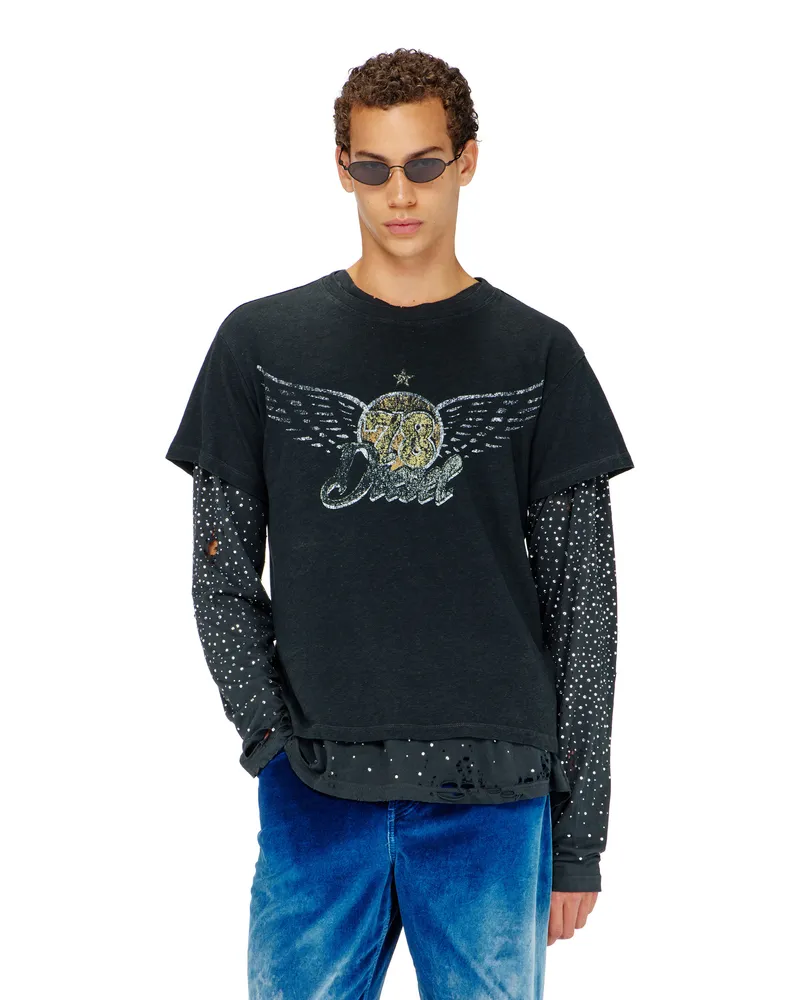 Diesel T-Shirt aus Baumwolle-Hanf mit Konzertgrafik - T-Shirts - Herren 