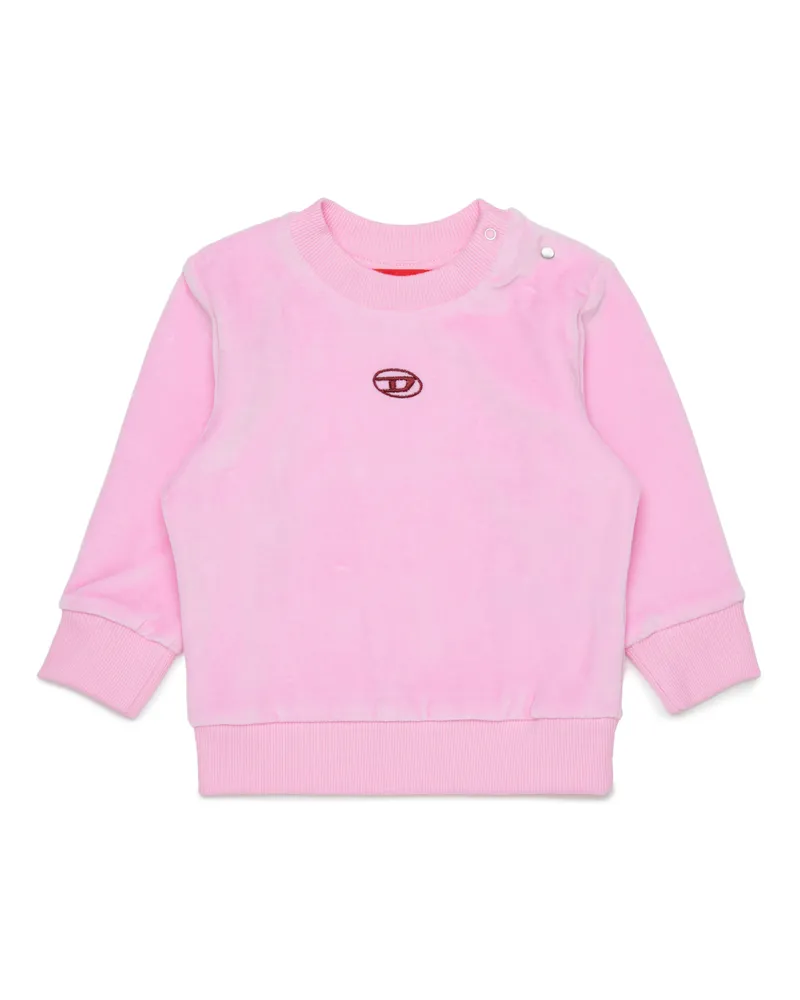 Diesel Sweatshirt aus Samt mit Oval D Stickerei - Sweatshirts - Herren - Rosa Rosa