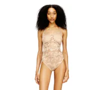 Nylon-Body mit Spitzenmuster - Bodys - Damen - Rosa