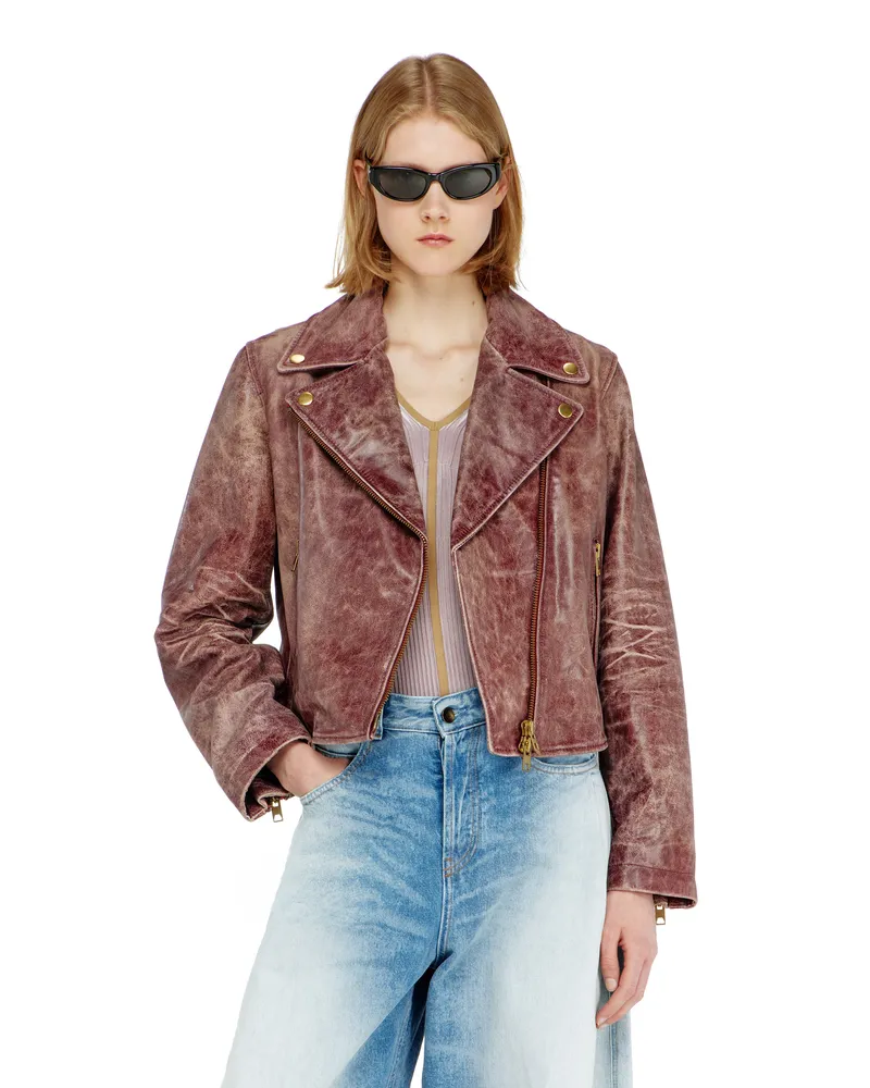Diesel Biker-Jacke aus behandeltem Leder - Lederjacken - Damen - Rot Rot