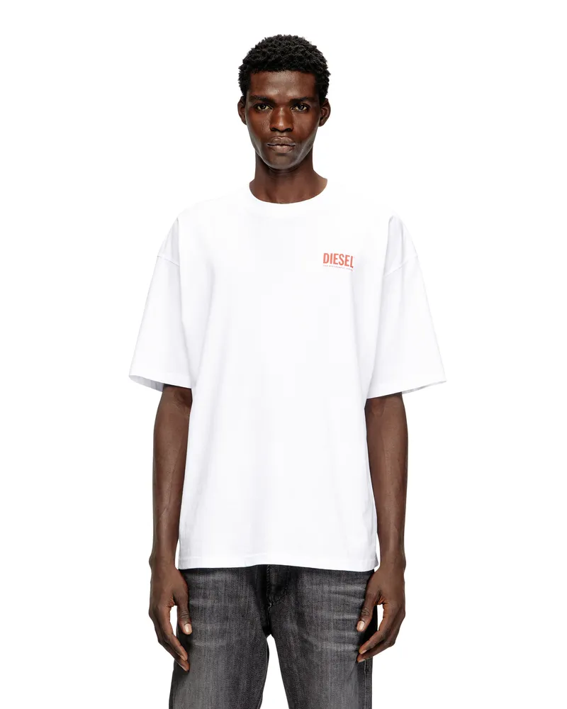 Diesel Cotton T-shirt with Diesel Biscotto print - T-Shirts - Herren - Weiss Weiss