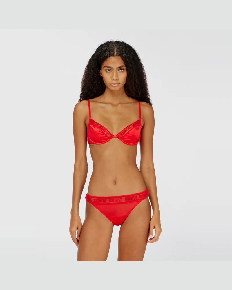 Diesel BH aus Stretch-Satin mit Logo-Mesh-Besatz - BHs - Damen - Rot Rot
