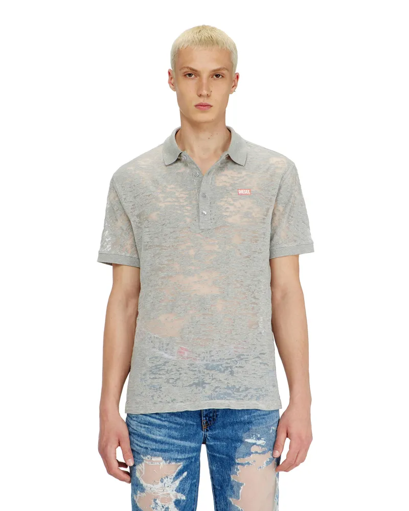 Diesel Poloshirt aus all-over devoré-Jersey - Polohemden - Herren - Grau Grau