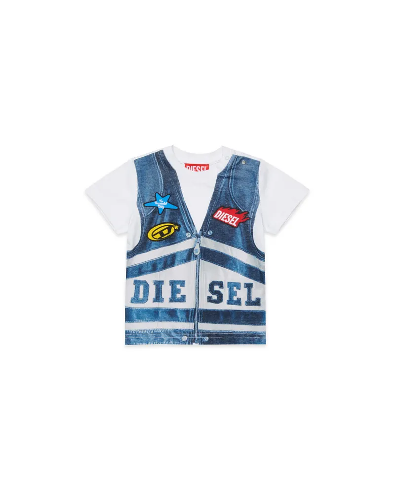 Diesel Baumwoll-T-Shirt mit Print und Aufnähern - T-Shirts und Tops - Herren - Weiss Weiss