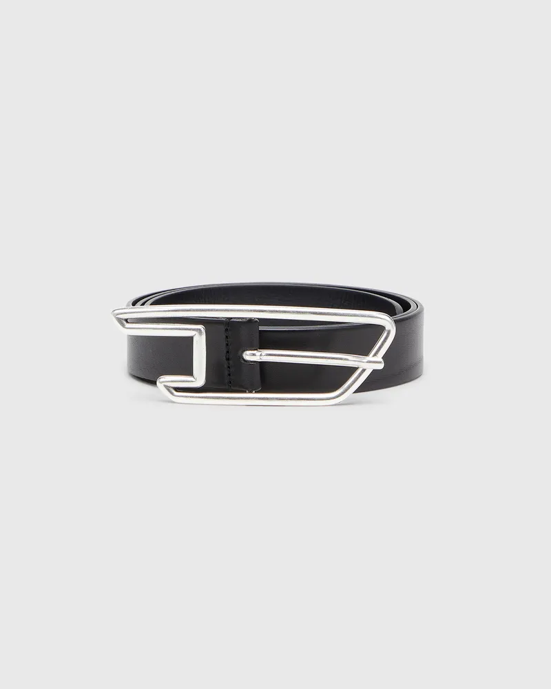 Diesel 3 cm breiter Ledergürtel mit D-Logo-Schnalle - Gürtel - Unisex - Schwarz Schwarz
