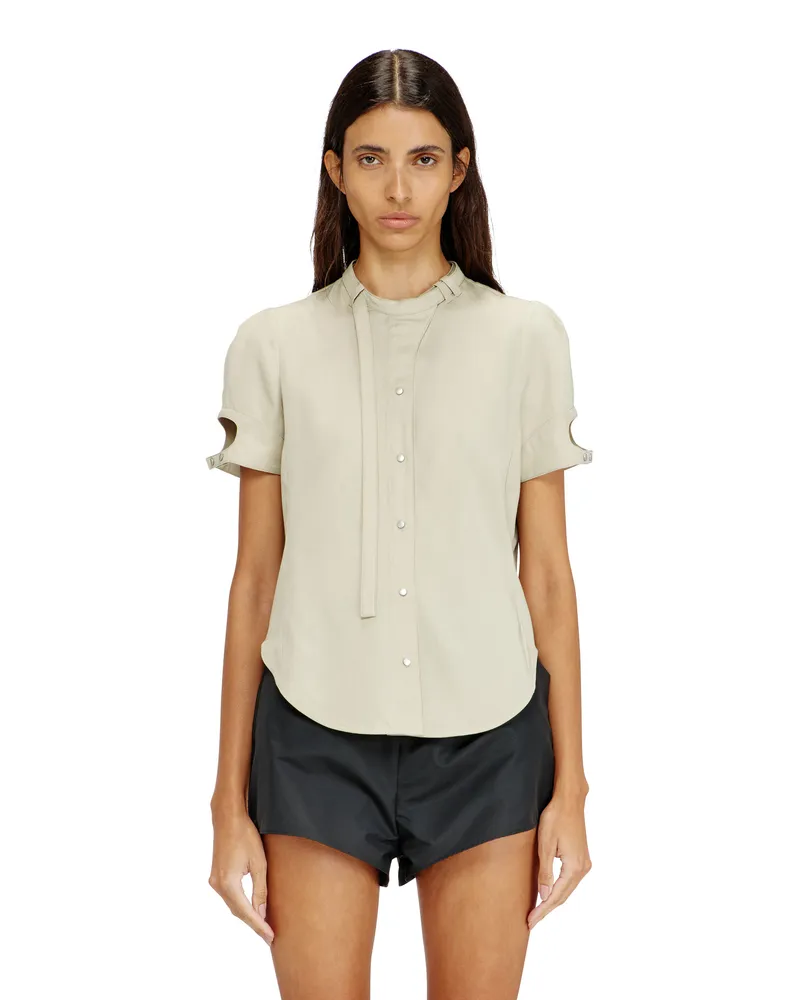 Diesel Kurzärmliges Hemd mit Biker-Details aus Lyocell - Hemden - Damen - Beige Beige