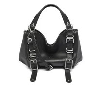 D-One-Small Henkeltasche aus behandeltem Leder - Handtaschen - Damen - Schwarz