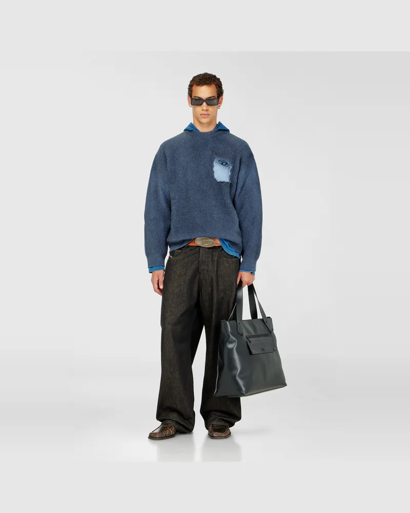 Diesel Pullover aus Wollmischung mit Zier-Brusttasche - Strickwaren - Herren - Blau Blau