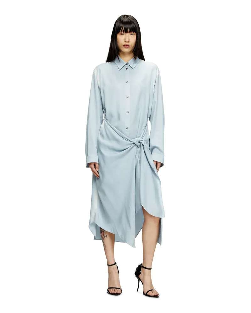 Diesel Wickel-Shirtkleid aus behandeltem Twill - Kleider - Damen - Blau Blau
