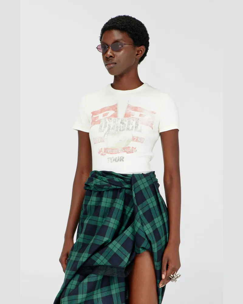Diesel Geripptes T-Shirt mit Konzertgrafiken - T-Shirts - Damen 
