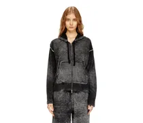Rückwärts bedruckte Kapuzenstrickjacke aus Wolle - Strickwaren - Damen - Bunt