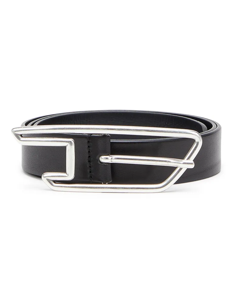 Diesel 3 cm breiter Ledergürtel mit D-Logo-Schnalle - Gürtel - Unisex - Schwarz Schwarz