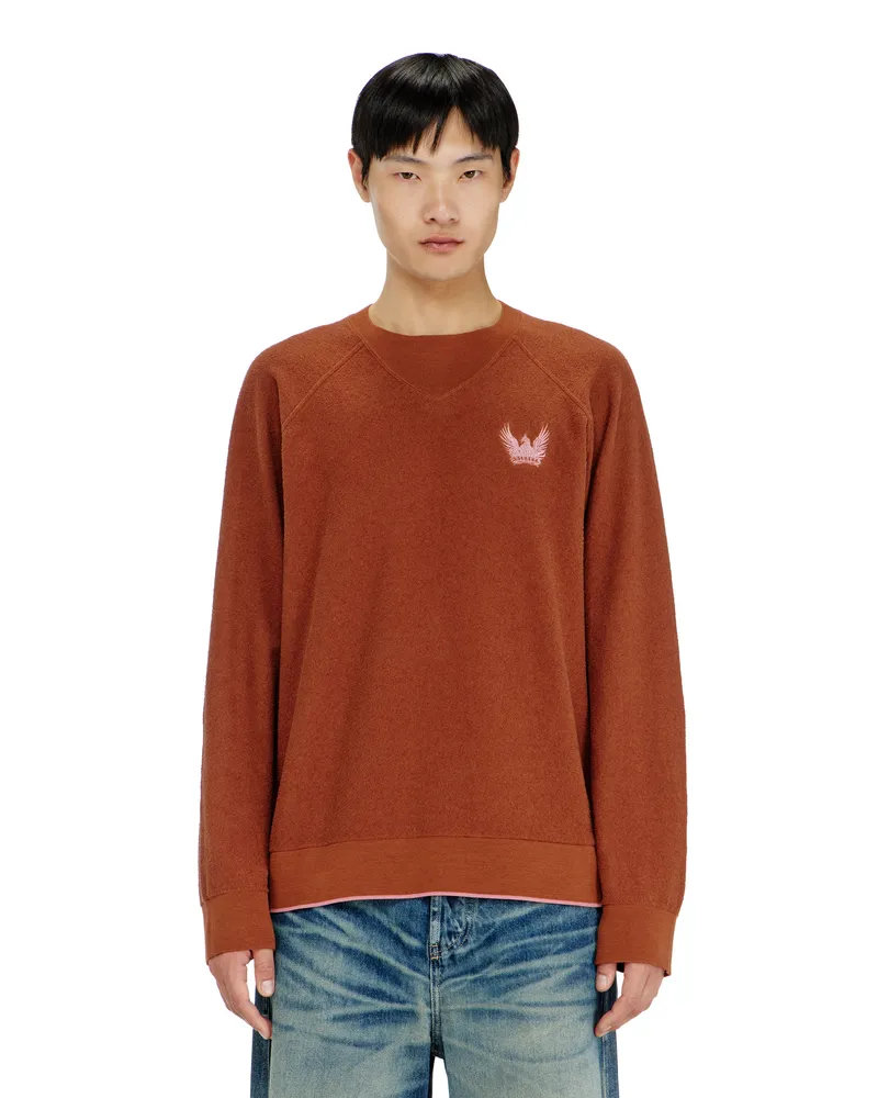 Diesel Bouclé-Pullover mit Phoenix-Stickerei - Strickwaren - Herren - Rot Rot