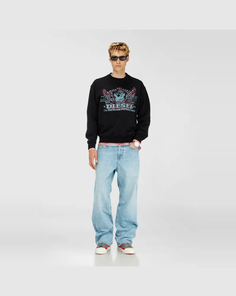 Diesel Sweatshirt aus Baumwolle mit Grafikprint - Sweatshirts - Herren - Schwarz Schwarz