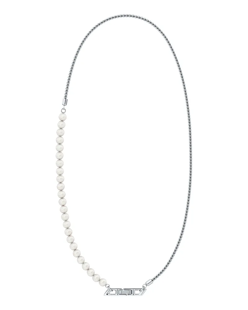 Diesel Halskette aus Sterlingsilber und Perlen - Halsketten - Unisex - Silber Silber