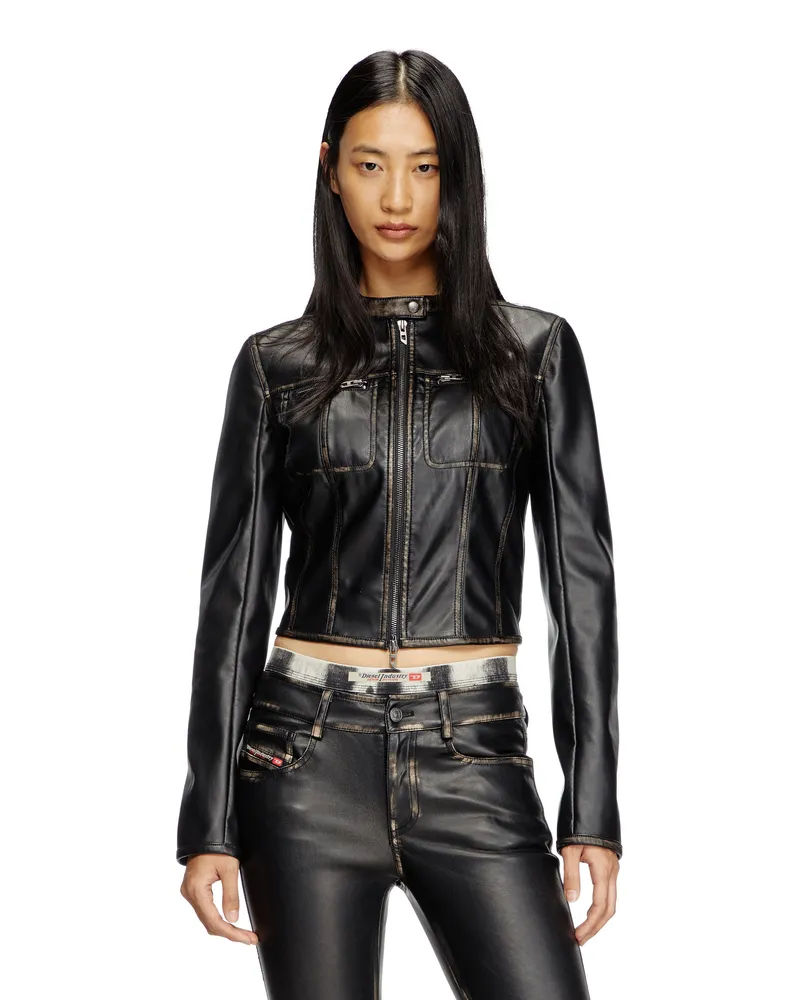 Diesel Verkürzte vielgetragene Biker-Jacke - Jacken - Damen - Schwarz Schwarz