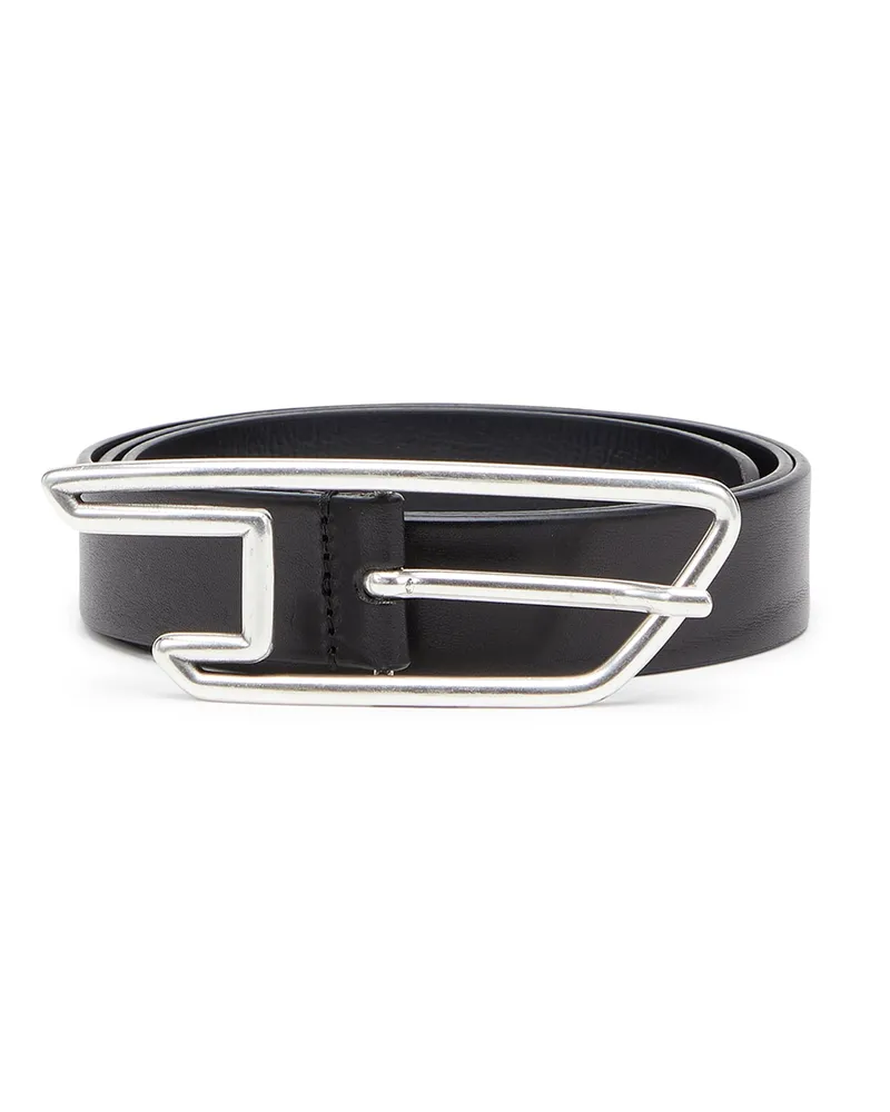 Diesel 3 cm breiter Ledergürtel mit D-Logo-Schnalle - Gürtel - Unisex - Schwarz Schwarz