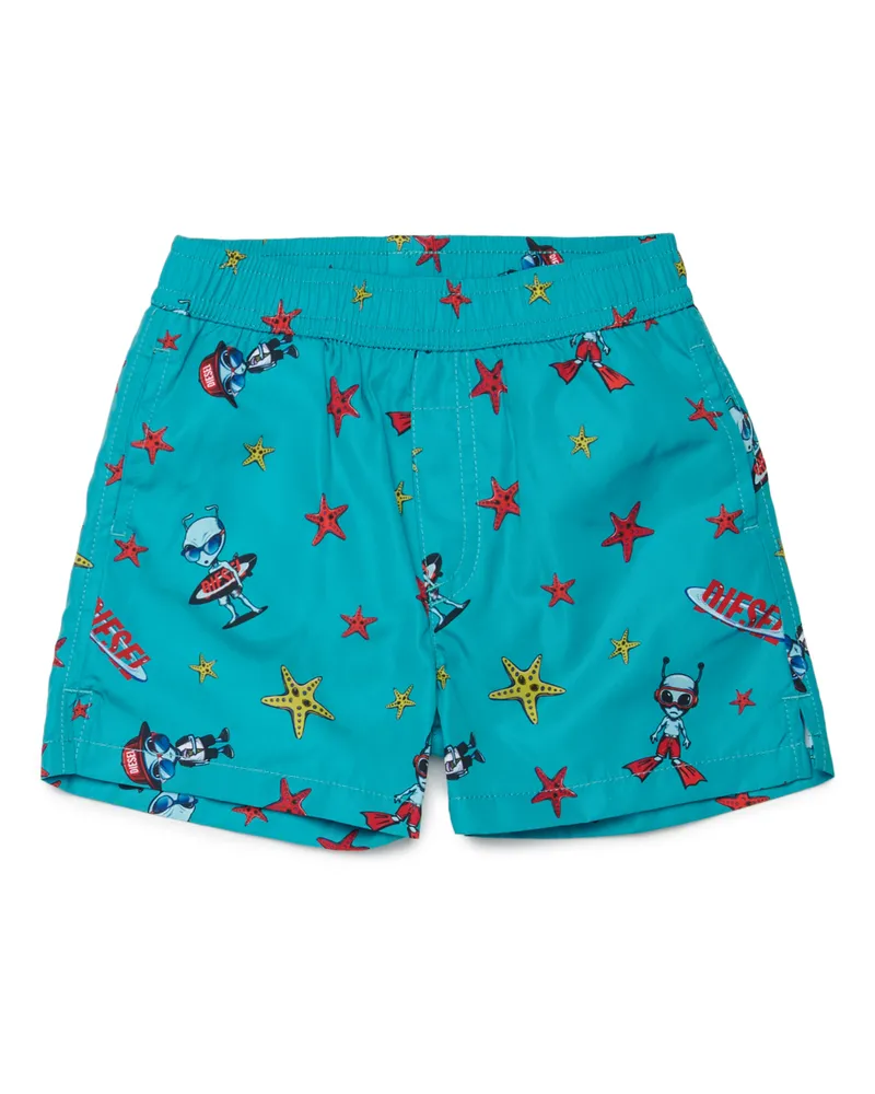 Diesel Badeshorts mit Seestern-Print - Beachwear - Herren - Grün Grün