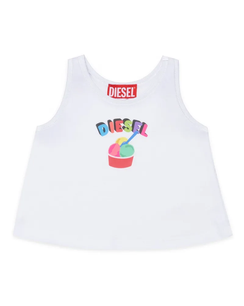 Diesel Baumwoll-Tanktop mit Eiscreme-Print - Beachwear - Damen - Weiss Weiss