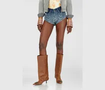 Hotpants aus Denim mit Zopfmuster-Effekt - Kurze Hosen - Damen - Blau