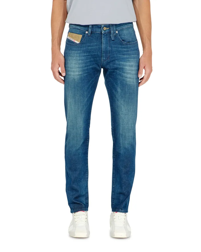 Diesel Slim Jeans Regular Waist 2019 D-Strukt, Mittelblau, Reißverschluss Blau