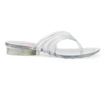 Künstlerisch gestaltete Flip-Flops aus Melflex - Sandalen - Damen - Silber