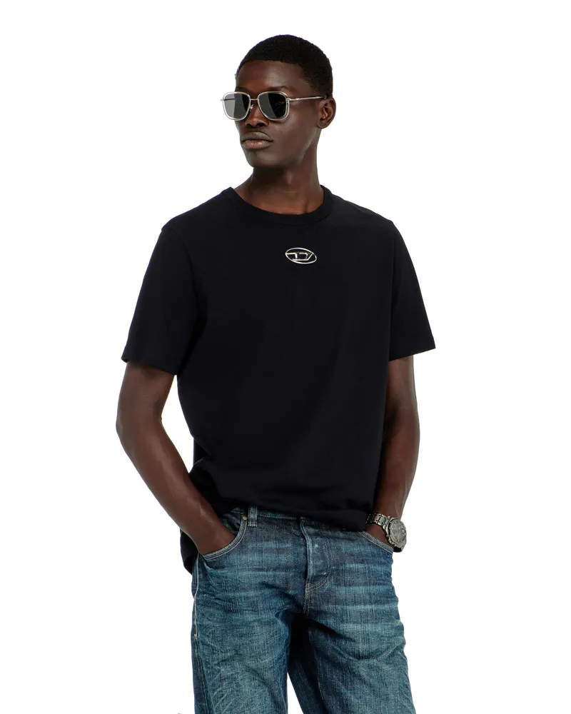 Diesel T-Shirt mit metallischem Oval D - T-Shirts - Herren - Schwarz Schwarz