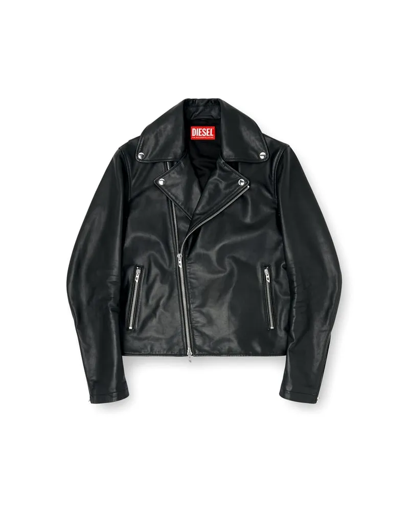 Diesel Bikerjacke aus gewachstem Leder - Lederjacken - Herren - Schwarz Schwarz