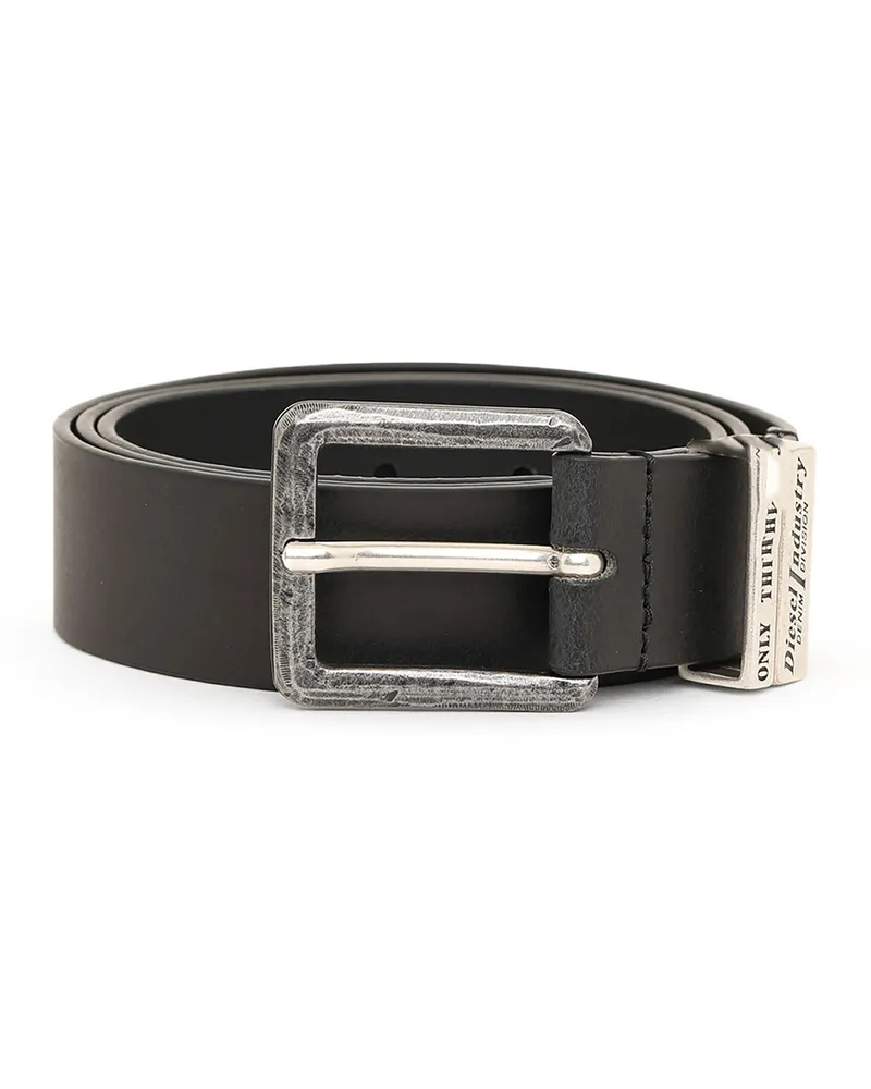 Diesel 3.4cm Ledergürtel mit brünierten Metallelementen - Gürtel - Herren - Schwarz Schwarz
