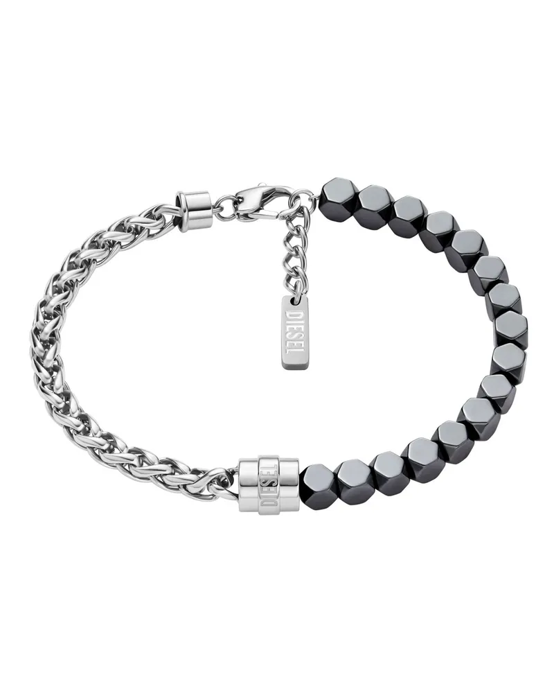 Diesel Armband mit Edelstahl- und Hämatitperlen - Armbänder - Unisex - Silber Silber
