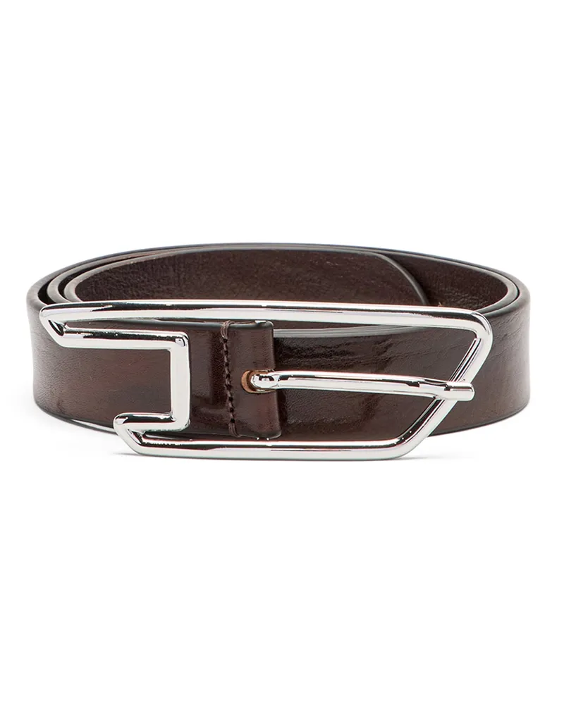 Diesel 3 cm breiter Gürtel aus gewachstem Leder mit D-Logo-Schnalle - Gürtel - Unisex - Braun Braun
