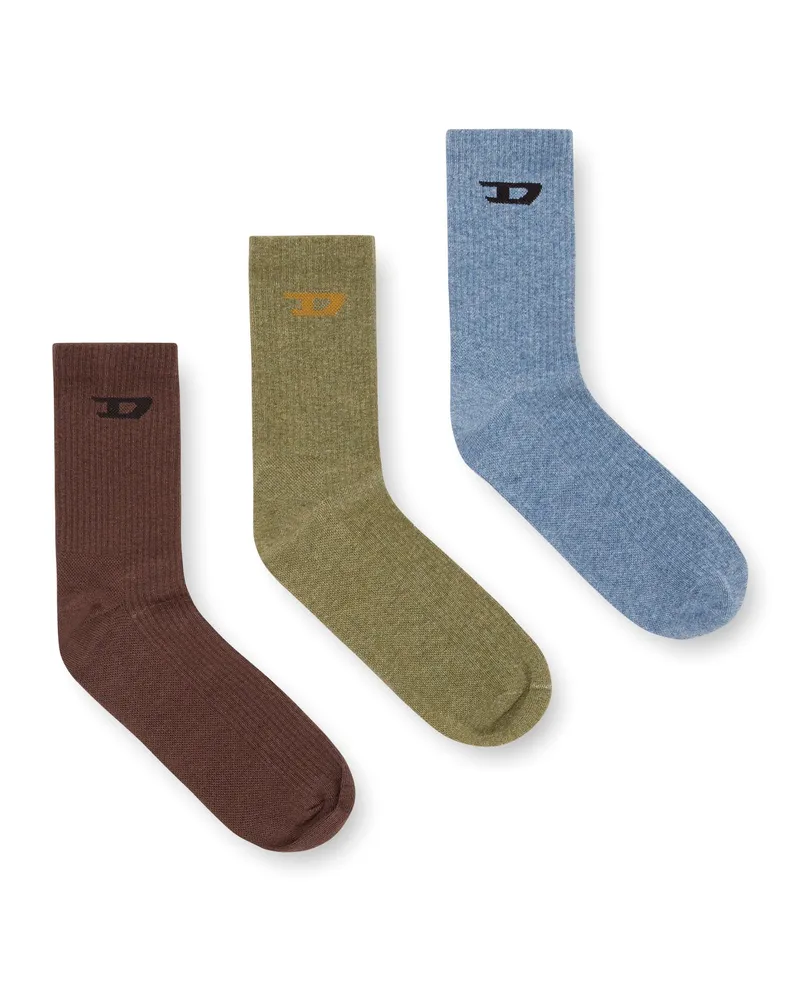 Diesel Rippenstricksocken im Dreierpack mit D-Logo - Socken - Herren - Bunt Bunt